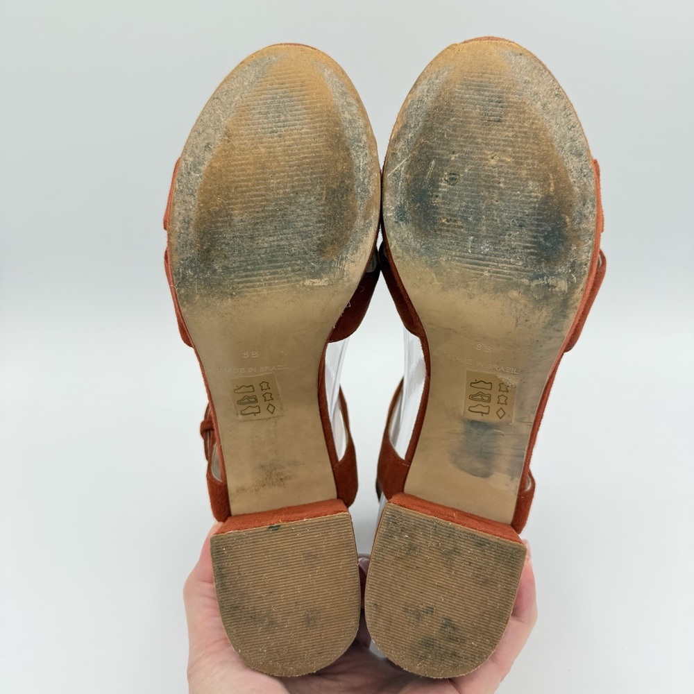 Barneys New York Suede Platform Sandals 8 Orange/Rust - Picture 14 of 16